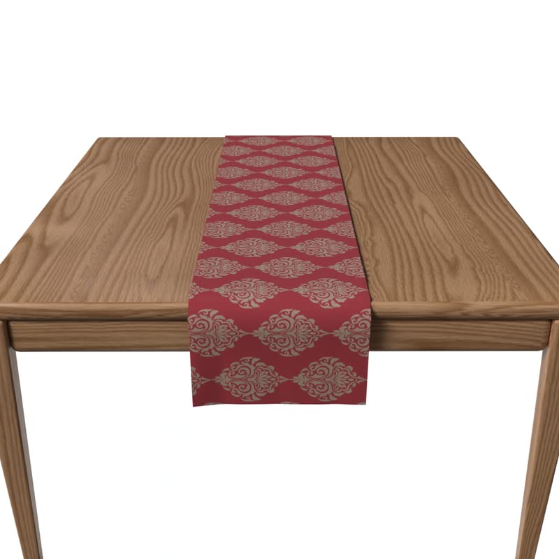 ART MOOD HOME Velvet Red Damask runner Multi color 35x140 CM