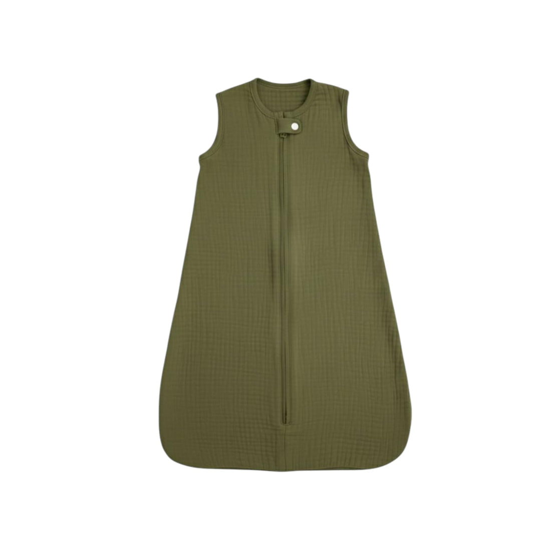 MZ Muslin Baby Sleep Sack, Olive Green Cotton Wearable Blanket, Sleeveless Zipper Design