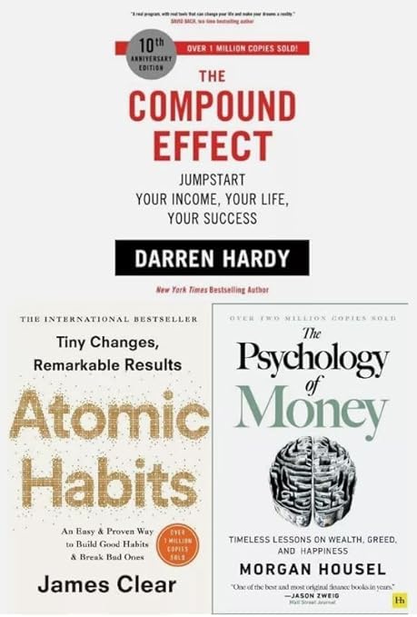 Self-Help Books Set: The Compound Effect, Atomic Habits, The Psychology of Money