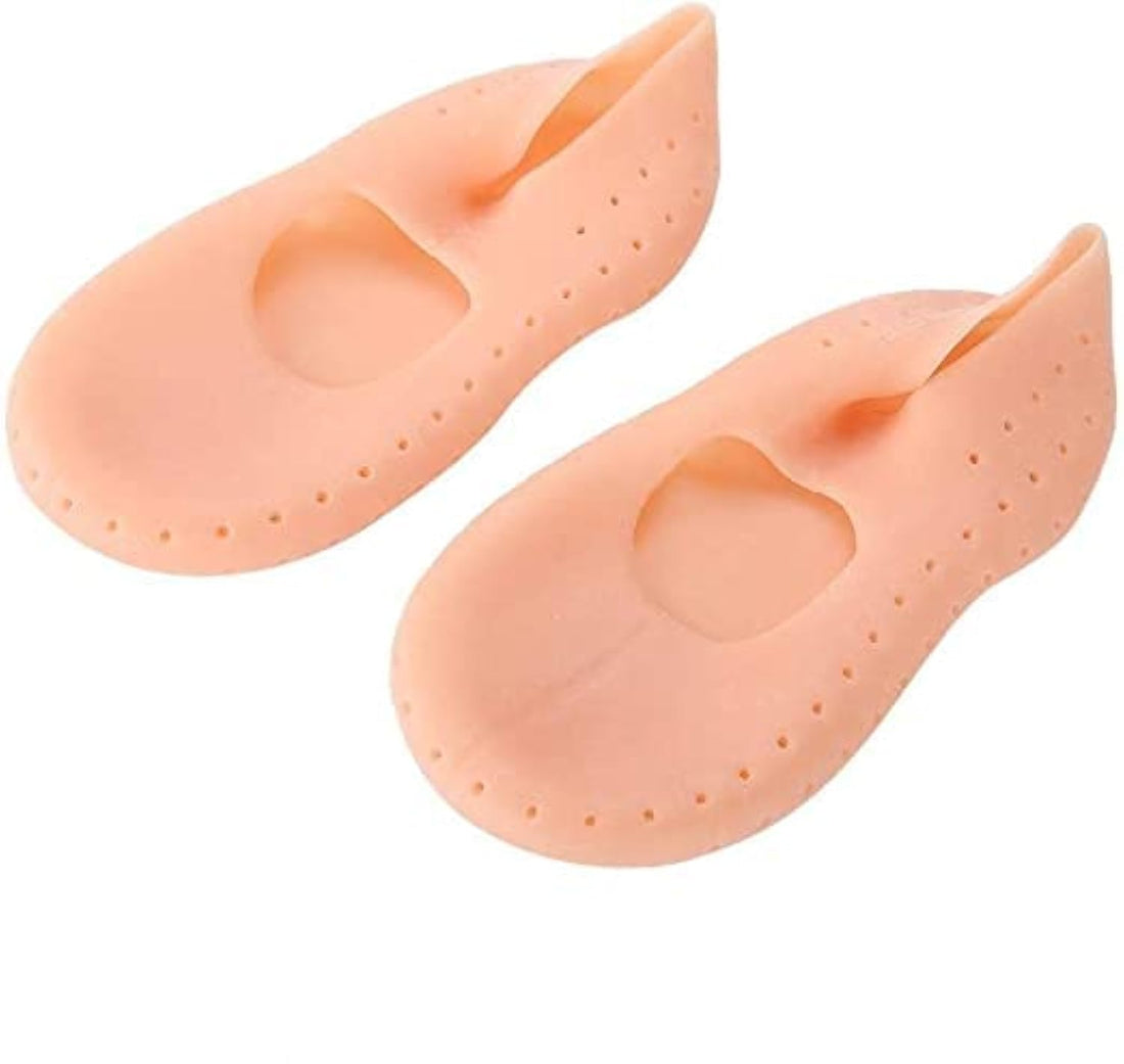 pair of Foot Bow Socks Heel Anti-cracking Silicone Boat Socks Unisex Home Breathable socks (Beige)