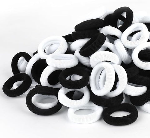 Baby Hair Ties, Elastic Hair Bands Small Hair Ties for Girls Rubber Bands Elastic Ponytail Holders. (Black,White)