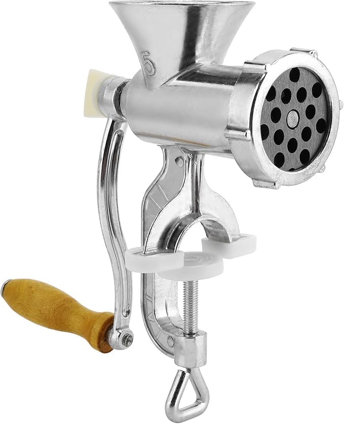 Manual Meat Mincer With Biscuit Maker - Silver