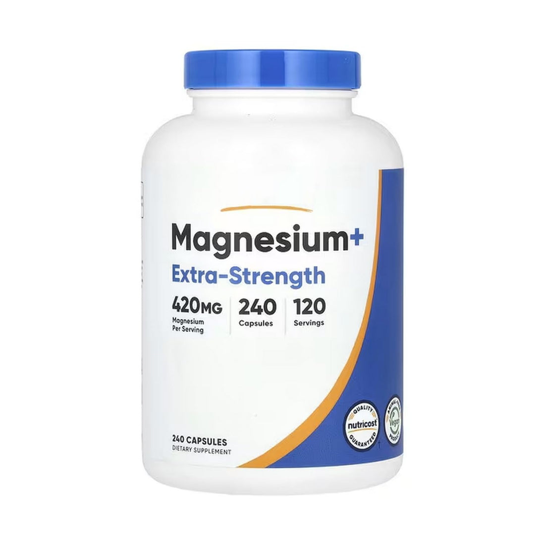 Premium Vital, Magnesium Sticker Double Strength, 240 Caplets (210 mg each), with Practical Pill Box, Laboratory Tested, Gluten Free, Soy Free, Vegetarian