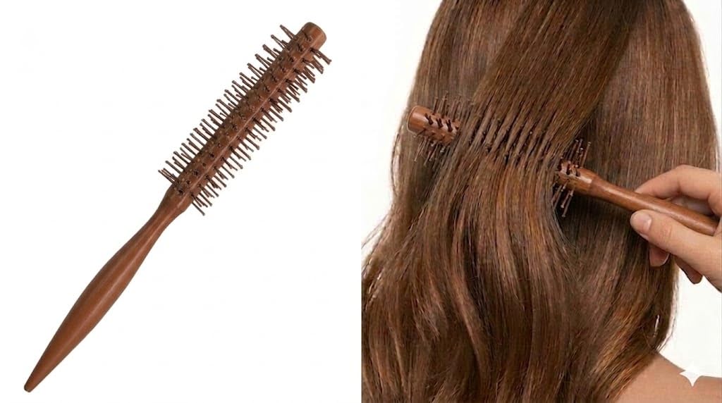 Small Round Hair Brush Mini Round Comb Roller Comb Hair Styling Brush Salon Hairdressing Brush for Thin Hair, Short Hair, Bangs, Beard, Lifting, Curling