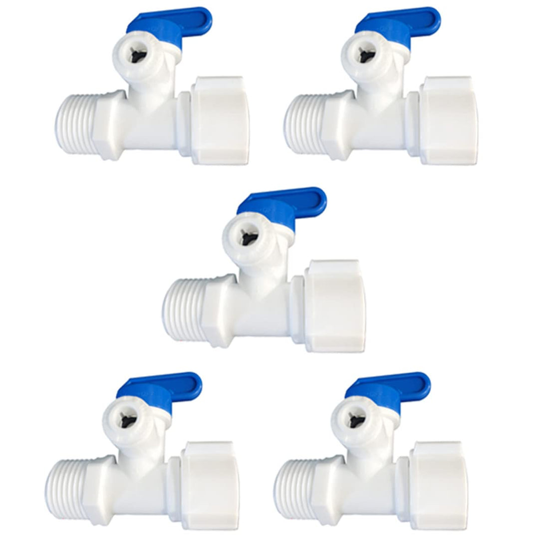 Tube 1/4" X 1/2" Female X 1/2" Male Thread Run Quick Connector, OD Shut Off Valve Switch Reverse Osmosis System Water Purifier Fitting,5 Pcs