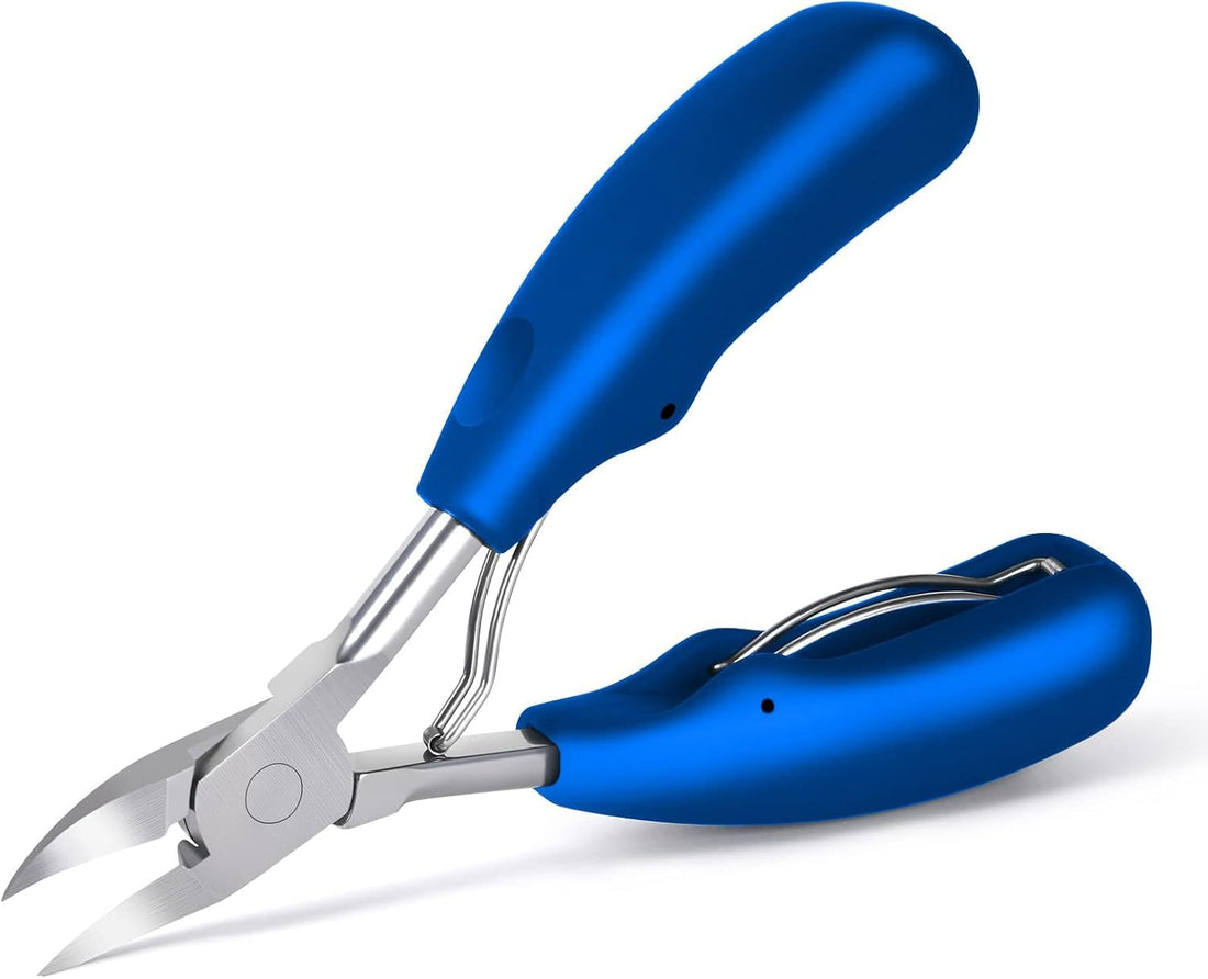 Stainless Steel Toenail Nippers for Thick Nails, Professional Nail Clippers, Manicure Tools for Ingrown Nails-BLUE