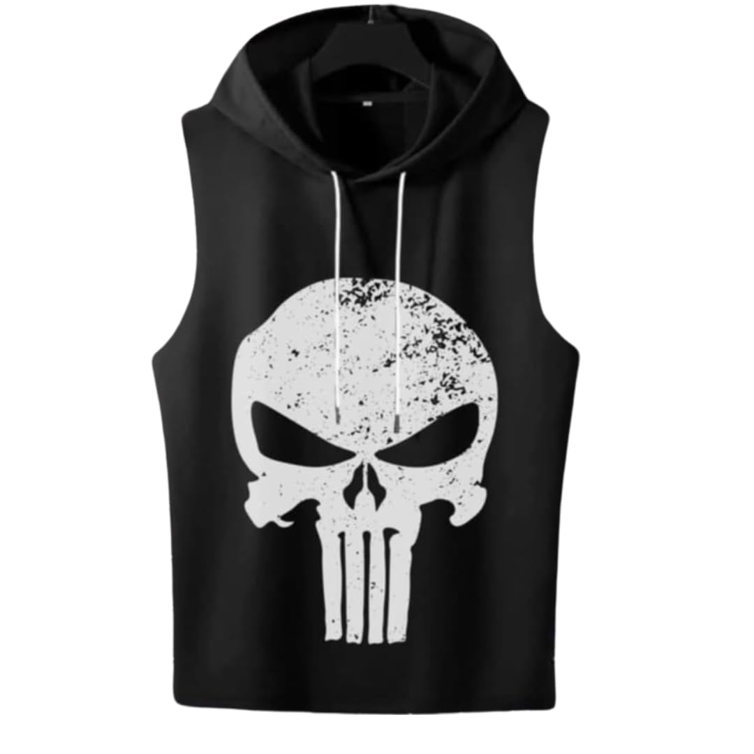 Black Sports Skull T-Shirt Cotton Gym Club Beach T-Shirt XXL