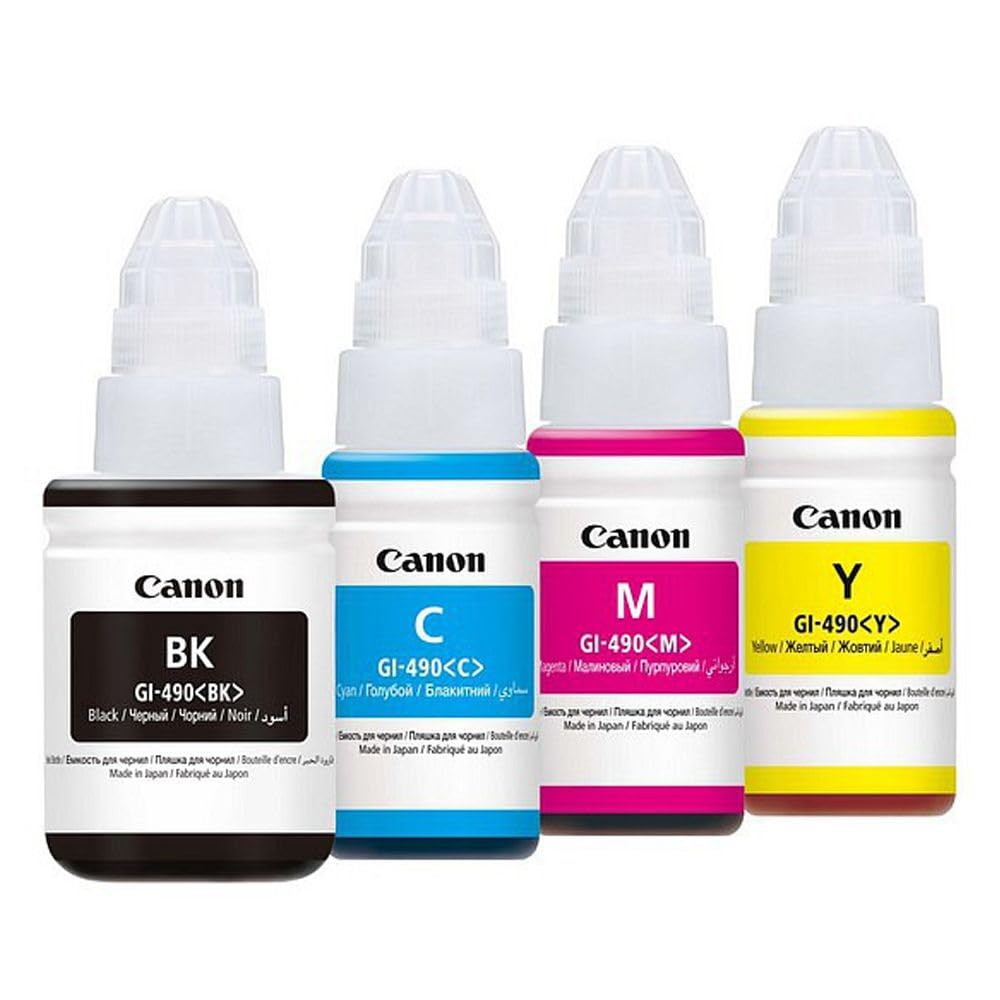 Canon 490 Color Ink Tank Cartridge Bundle - (Set of 4 BK, C, Y, M)