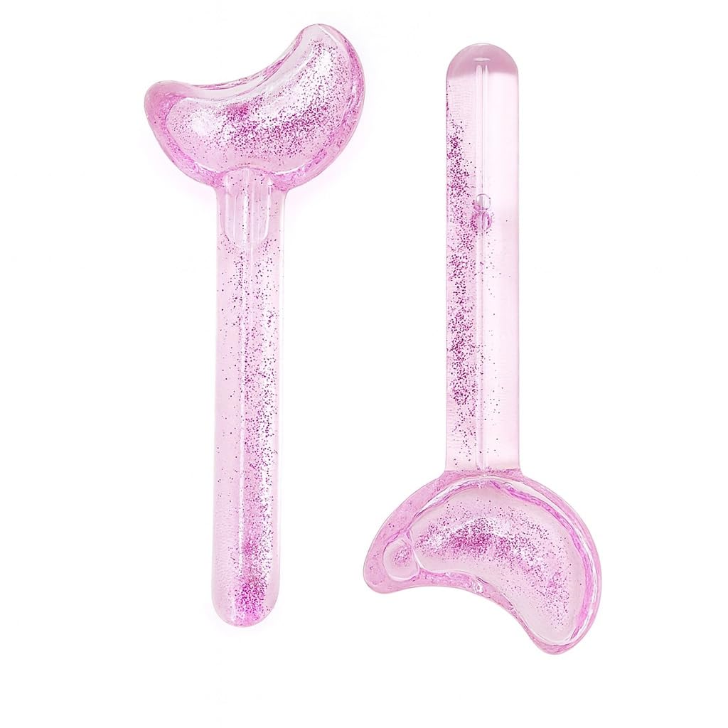 Ice Globes Facial Massage Cooling Tools For Face Puffiness Relief, Skin Toning Routine, Freezer Safe Extra Thick Glass Beauty Globes For Daily Skin Care, DRS-388 (Pink)
