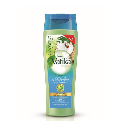 Vatika Naturals Volume and Thickness Shampoo (360mL) + 15% OFF | Natural Extracts of Coconut and Castor | For Normal Thin and Limp Hair