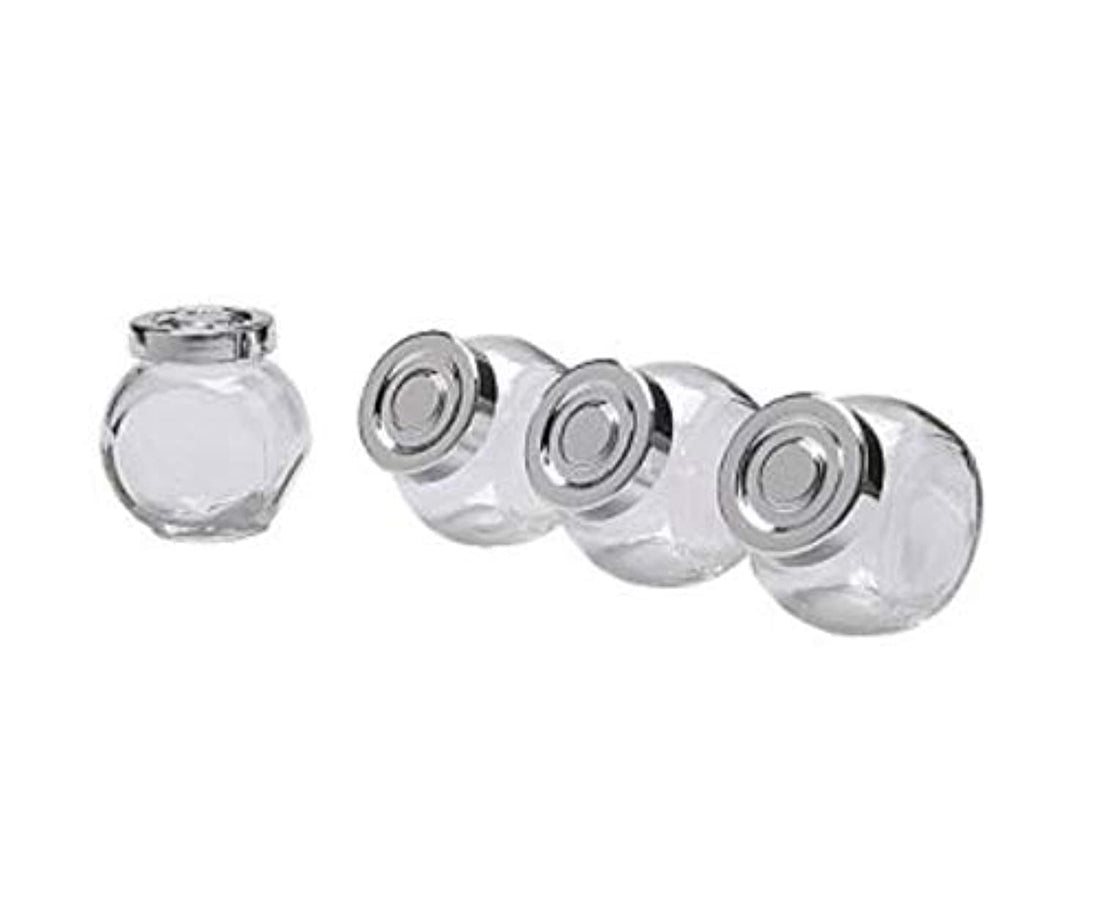 Minimalist Clear Glass Spice Jar 4 Pieces