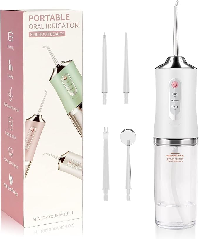 Water Flosser USB Rechargeable 3 Modes Waterproof Jet Nozzles Professional Cordless Dental Flosser Braces Cleaner