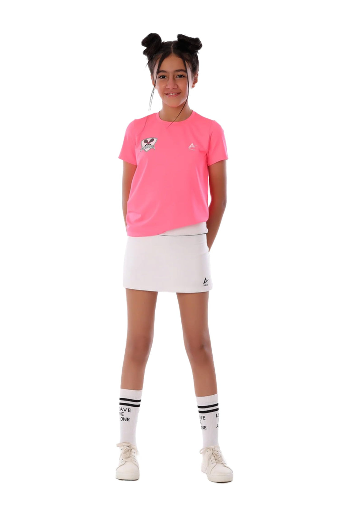 Girls Neon Pink Squash T-Shirt – Sporty Graphic Top