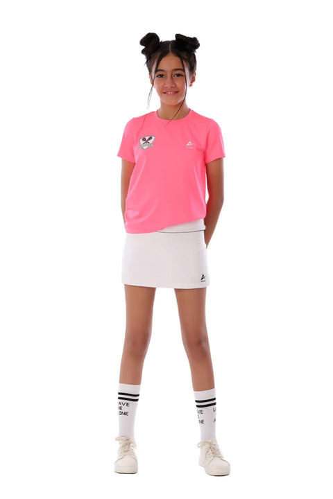 Girls Neon Pink Squash T-Shirt – Sporty Graphic Top