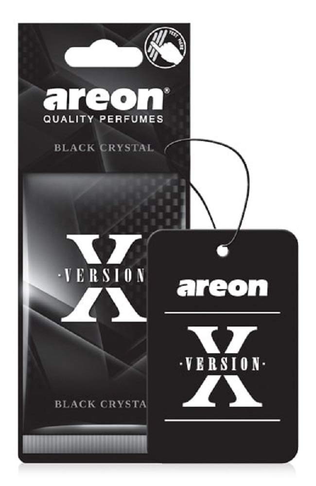 Areon X Hanging Best Car Air Freshener Crystal Scent, Paper Hanging Ornaments, Long Lasting Scent for Car or Home, Black, 1 Pack - AXV10