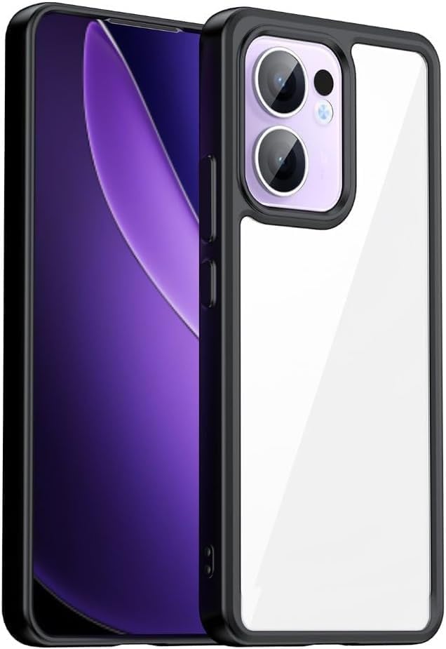 TEN.TECH Compatible with OPPO Reno13 F / Reno13 FS Case Transparent, Military-Grade Shockproof Anti-Yellowing, Slim Protective Phone Case Full Bumper Cover With Camera Lens Protective - Black