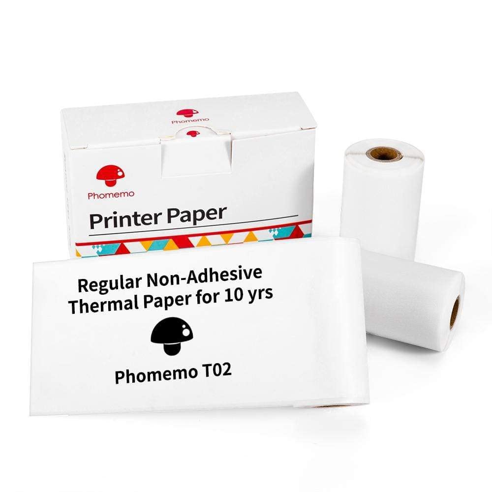 Thermal Printer Paper，Adhesive Thermal Paper for M02/M02S/M02Pro/M03 Mini Thermal Printer，53mm x 8m Sticker Printer Paper，3 Rolls ，White