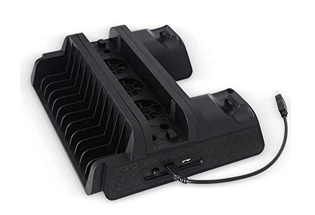 Multifunction Vertical Stand Cooling Fan Disk Storage Tower Dual Controller Charger Holder for PS4 Slim PS4 Pro P4 - 2724342769248