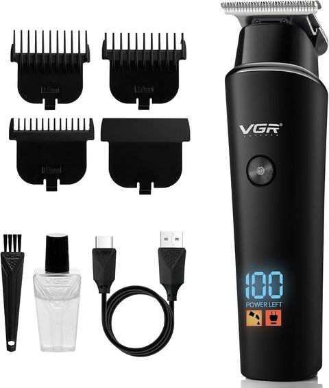 VGR V-937 Professional Hair Trimmer for Men, Cordless USB-C Rechargeable, 6500 RPM, LED Display, 500 Min Battery