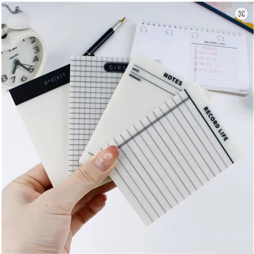 Transparent Sticky Notes, 50pcs Clear Self-Stick Note Pads, Clear Sticky Notes, Transparent Self Adhesive Removable Waterproof Notes Perfect for Writing and Taking Notes on Books (9cm*7cm)