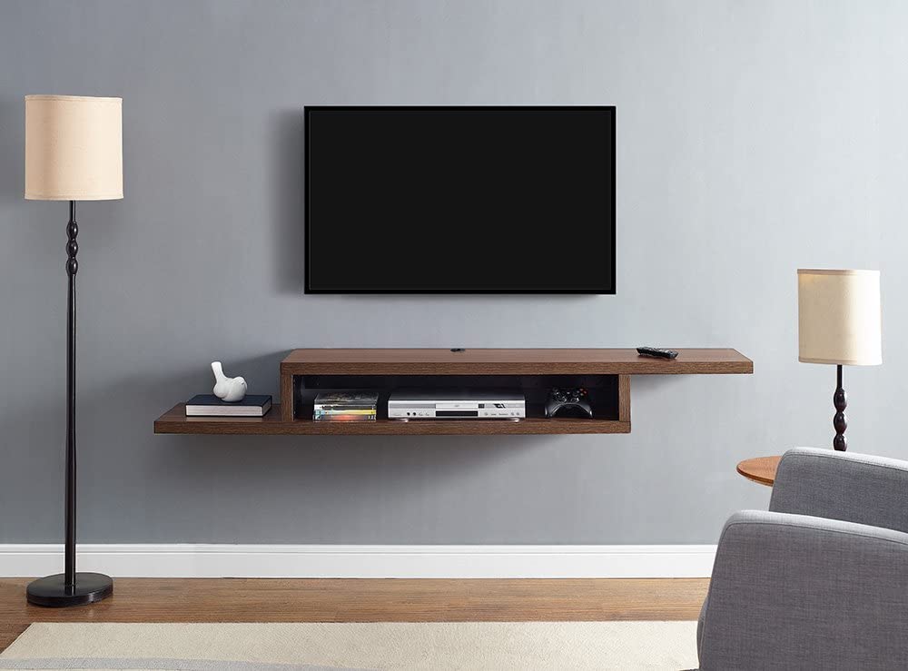 Floating Wall Hanging Shelf for Books and Decor, a sleek and space-saving Decorative Ledge for Living Room or Bedroom, measuring 135 cm - Brown finish