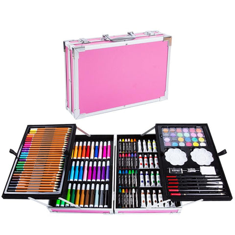 Eynshoo Professional Art Set, 145 Pieces Drawing Kit, with Professional Aluminum Folding Art Kit, Ideal Gift for Kids, School Art Supplies, Students, Beginners and Artists