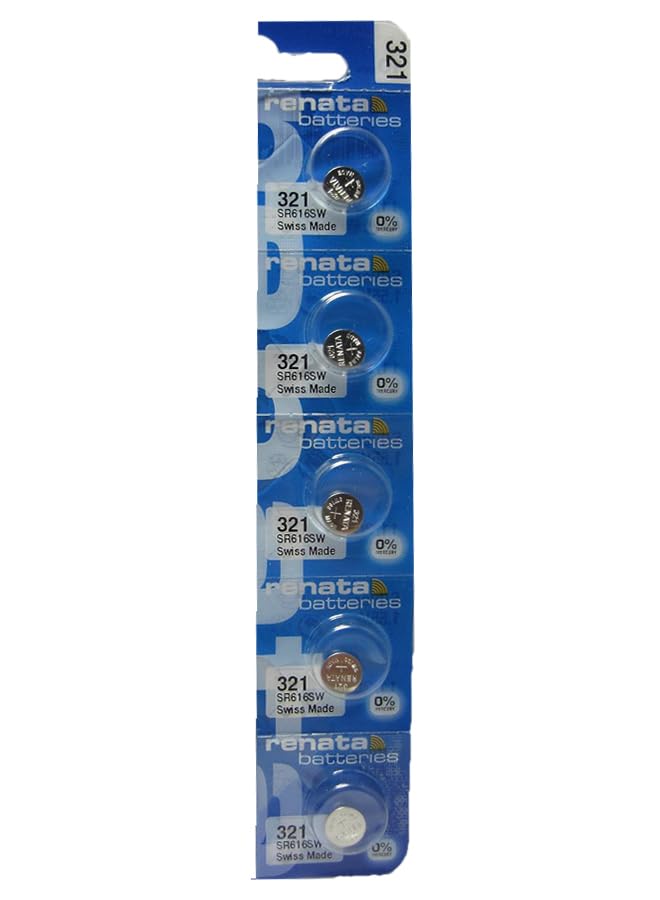 Renata Wrist Watch Battery - Swiss Made, Button Cell 1.55V, Renata Long Life Battery, 5 Pcs 321-2, SR616SW,