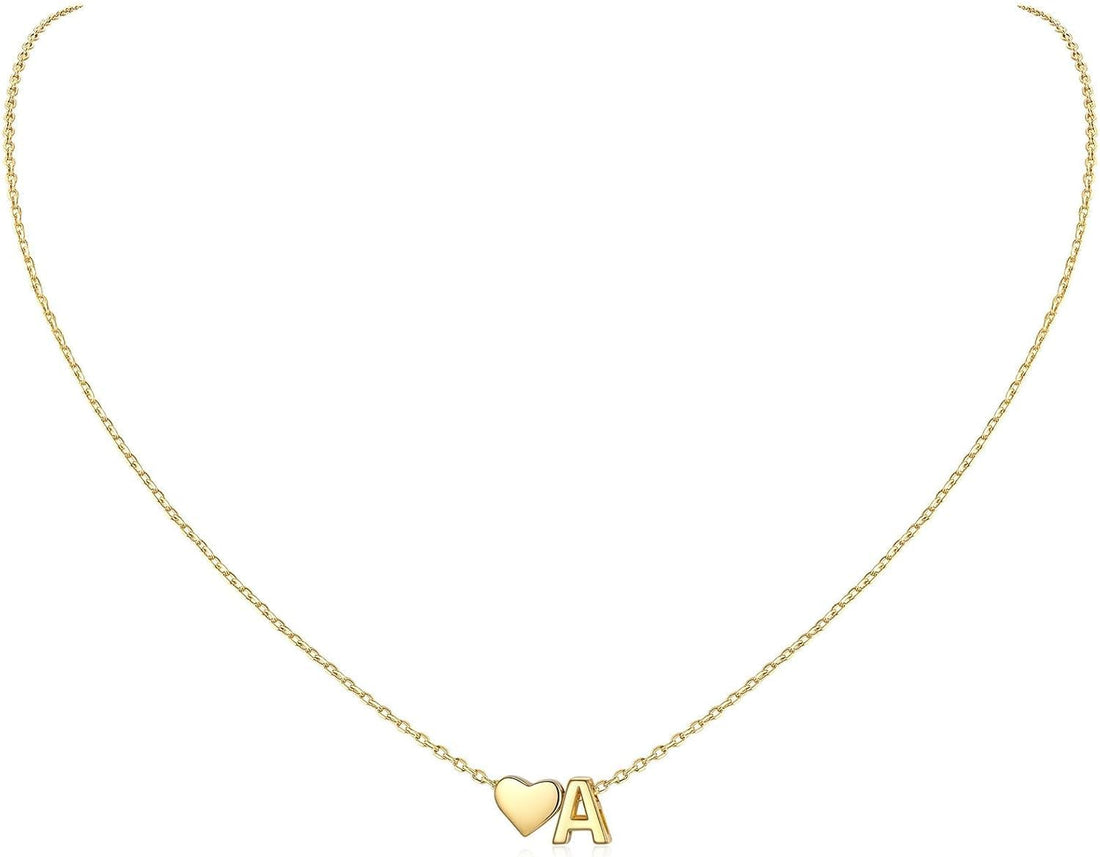 Julia Store Dainty Initial Necklaces for Women 18K Gold Plated Heart Letter Necklace Personalized Initial Heart Pendant Necklace Tiny Letter Name Necklaces Gift for Teen Girls