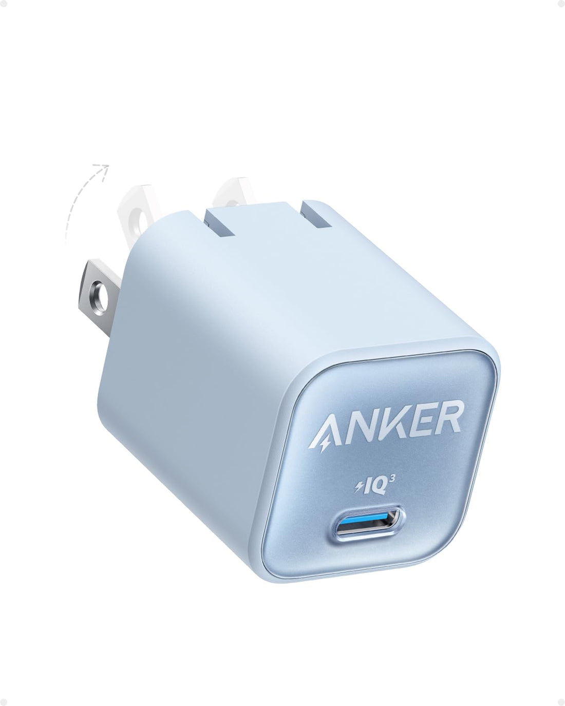 Anker 511 Charger (Nano 3), PIQ 3.0 Foldable PPS Fast Charger for iPhone 15/15 Pro/14/14 Pro Max/13, Galaxy, iPad (Cable Not Included) - Blue