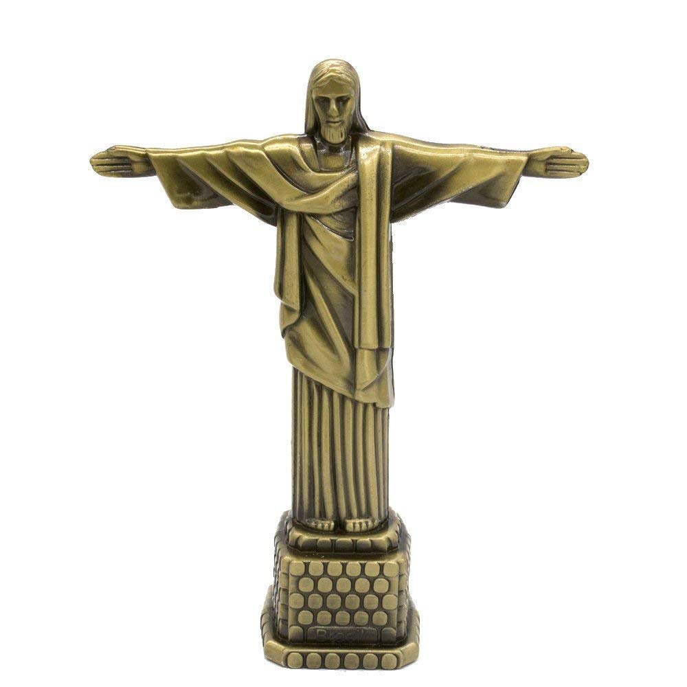 Zahab Metal Statue Jesus Christ The Redeemer Brazil Souvenir Decorative Showpiece, 18cm,
