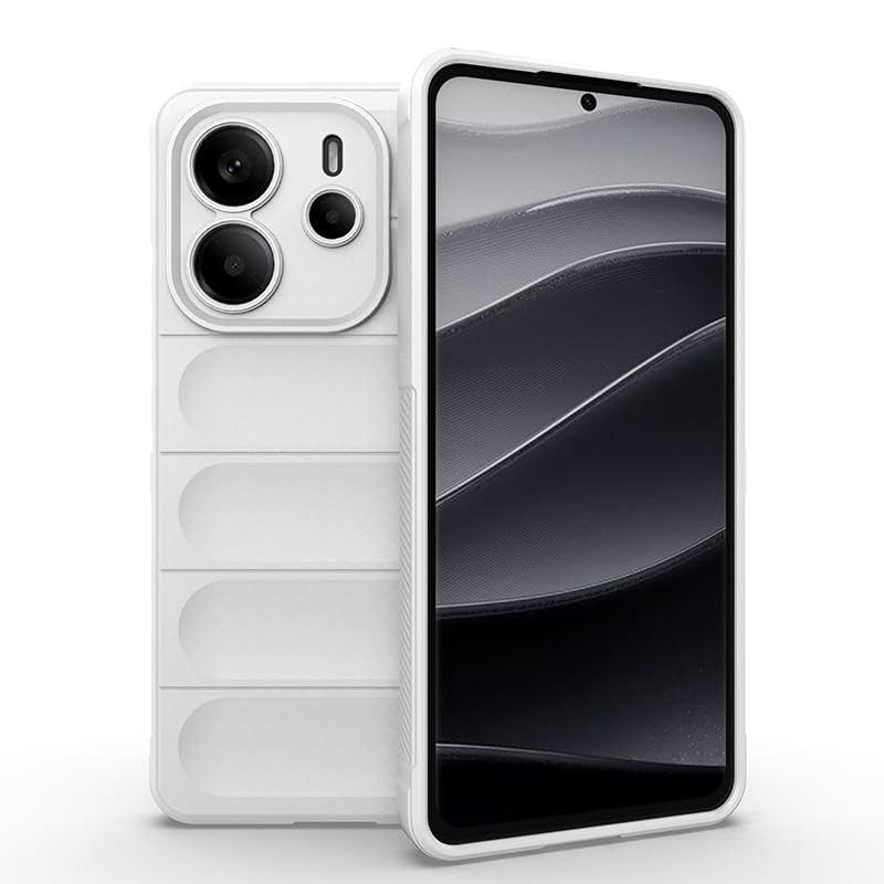 Silicone Case with Anti-Scratch Soft Microfiber Lining, High Resilience Rubber Full Body Shockproof Cover Compatible With Xiaomi Redmi Note 14 (White)
