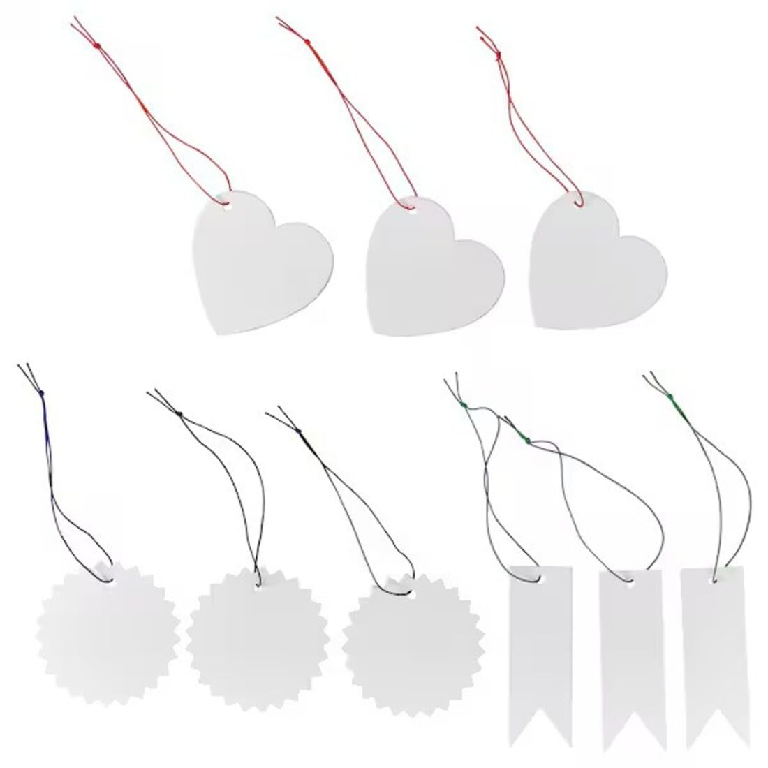 Digital Shoppy FÖNSTERFIKUS Label with String, Set of 9, White