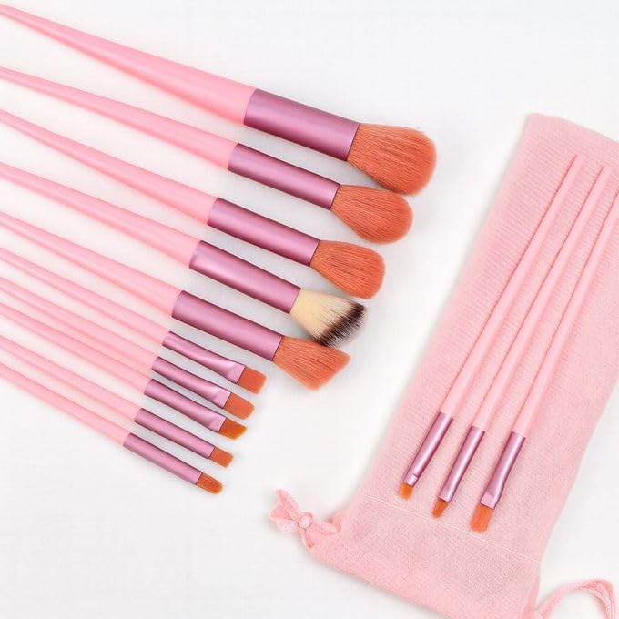 Makeup Brush for Liquid Flawless Full Coverage Makeup Brush Set 13 Pcs, Synthetic Foundation Powder Concealers Eye shadows Blush,Portable Travel Makeup Brushes with bag