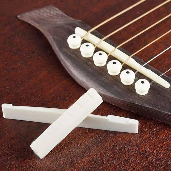 Slotted 6 String Nut + Saddle Bridge Repair Replacement Accessory Spare Set for Folk Guitar Acoustic Guitar