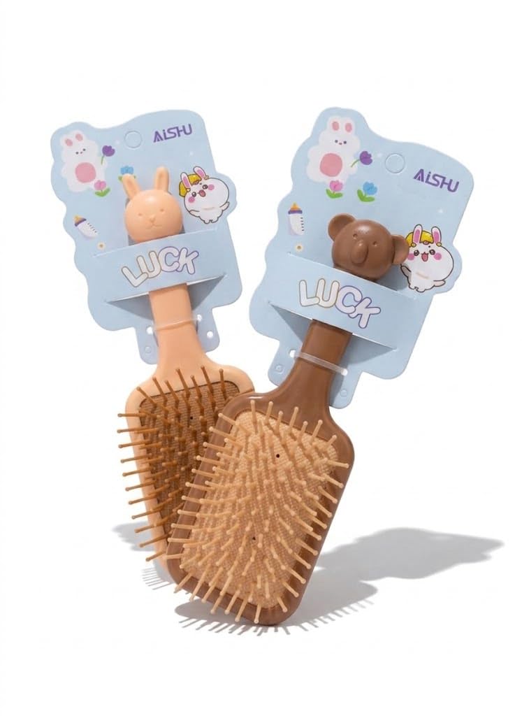 MINI Cute Light Baby mini Hair Brush Soft Bristles Anti-static Airbag Massage Comb For Kids Girls & Boys Combo (Pack Of 1-oval or sqauer shape) - LIGHT BROWN OR Brown