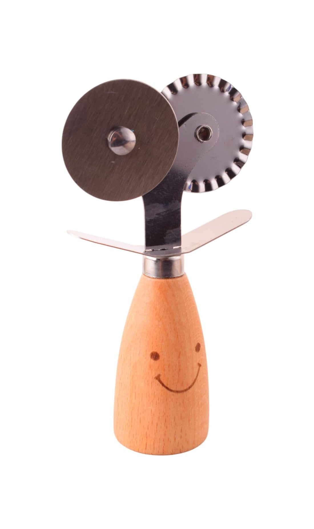 Dollar for Import Compact Stainless Steel Pizza Cutter - Silver And Beige