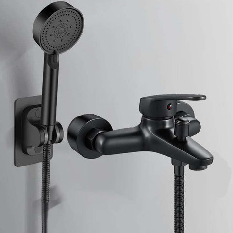 Matte Black Shower and Tub Mixer Set - Complete Shower System Includes Mixer Faucet, Multifunctional Hand Shower Headset, Flexible Hose and Wall Mount - Modern Rustproof Design for Modern Bathrooms