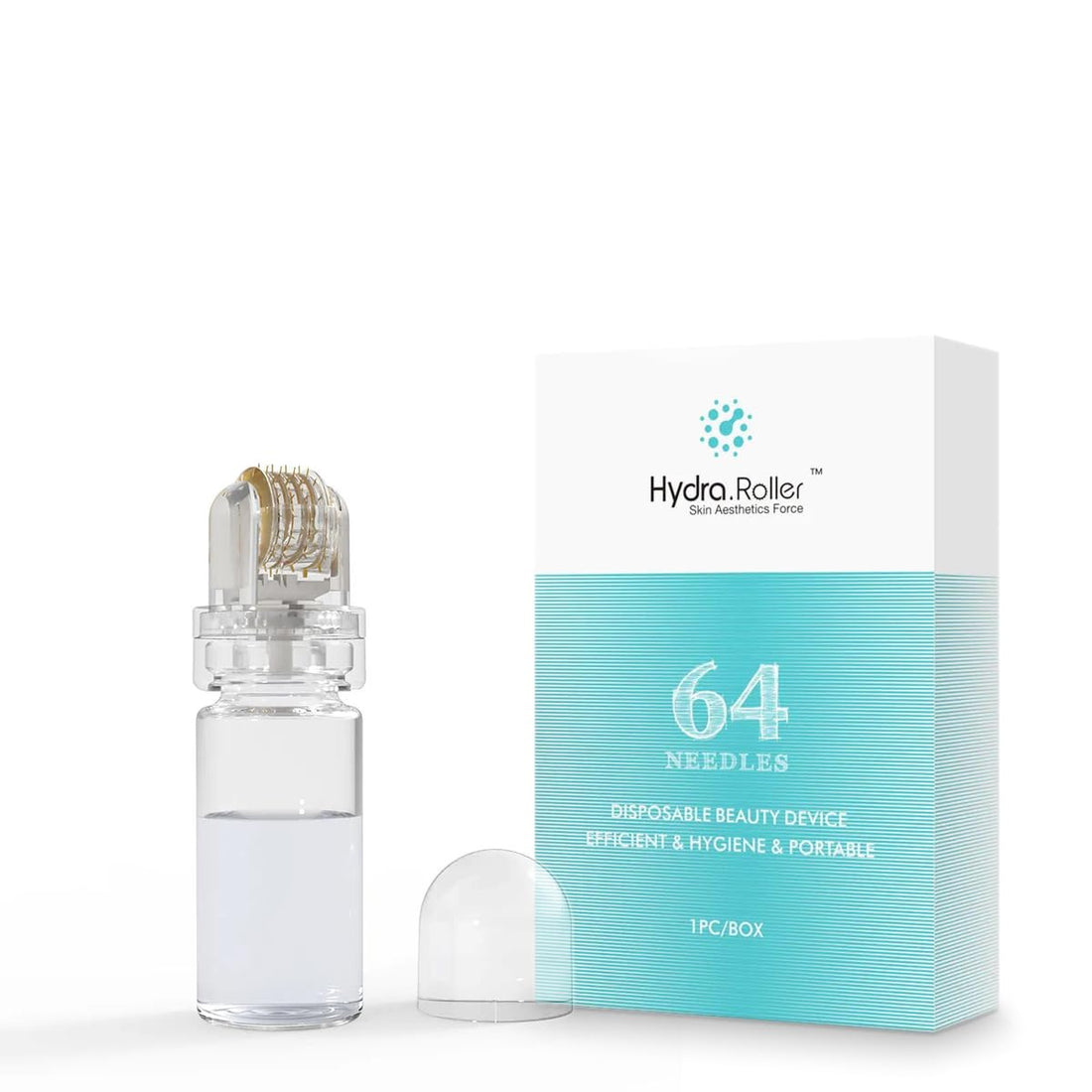 hydra roller, hydra roller 64, hydra roller microneedle, 64 Titanium Microneedle Derma Roller for Face, Hair & Beard – Micro needling Skin Care Tool for Serum Application (1.00 mm)