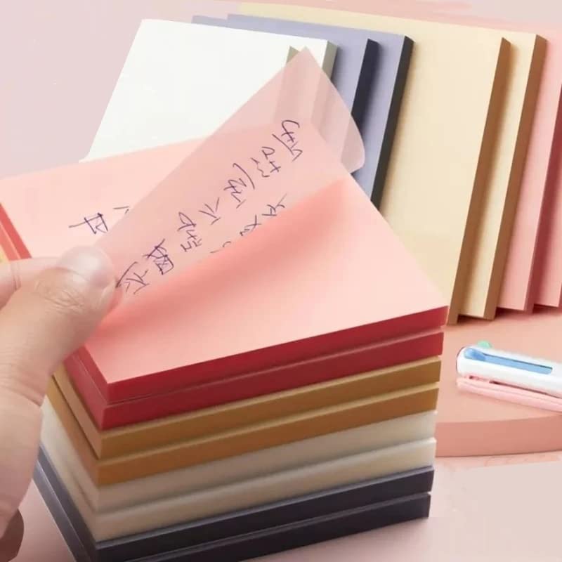 Transparent Sticky Notes - 50 Sheets Waterproof Translucent Color Memo Pad 78 x 76mm -50 Sheets (Pink)