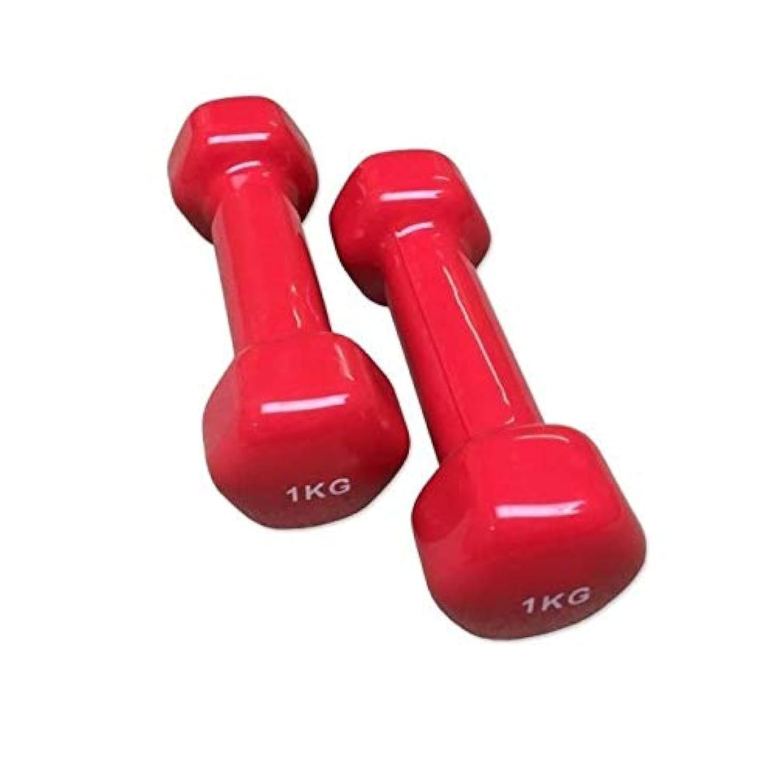 Double Dumbbells Vinyl - 1 KG, Set of 2 Pieces - Red_ with one years guarantee of satisfaction and quality