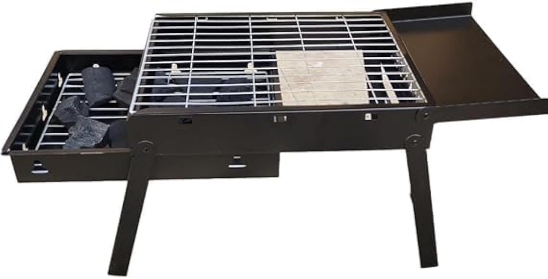 MANZEL Large Folding Barbecue Grill Portable Steel Grill for Picnic, Garden, Balcony, Camping, Travel, Outdoor Cooking, Medium 44cm*29cm*27cm