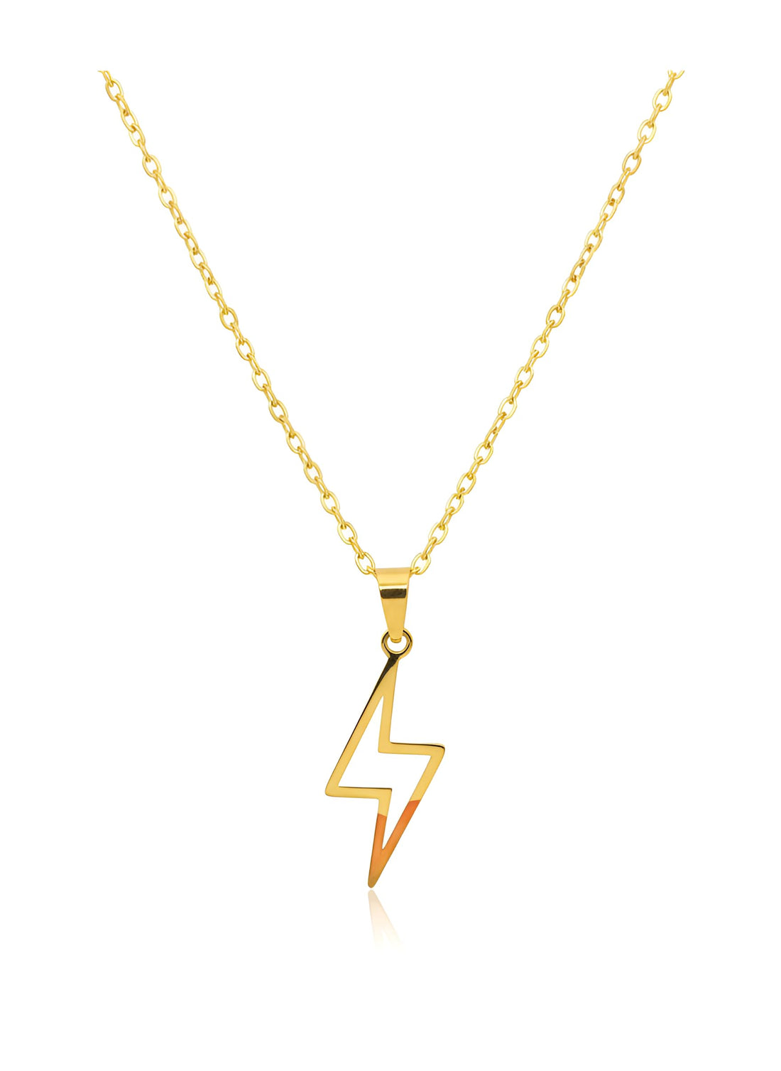 Unisex Lightning Chain 18K Gold Plated | Energy and Speed Badge Pendant | Smooth and Trendy Jewelry | Stainless Steel Bold Gift