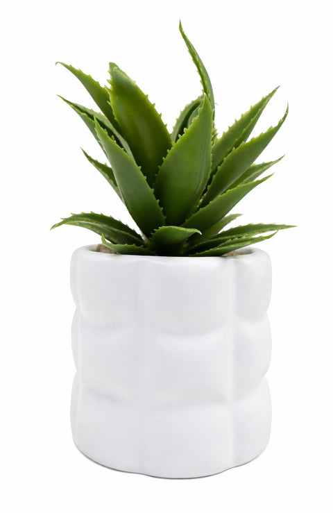 Artificial Aloe Vera Plant in White Pot Modern Design – Realistic Artificial Plant for Home Office Decor – Artificial Plants for Indoor Decoration
