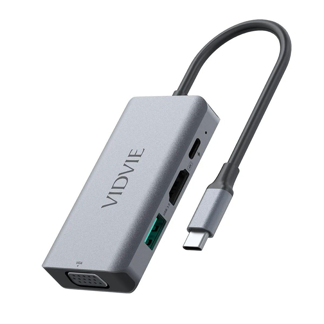 HUB Docking Station 4-in-1 by Next Store – Type-C to HDMI + VGA + USB3.0 + PD100W Adapter, 4K@30Hz, Sleek and Portable Design, Grey