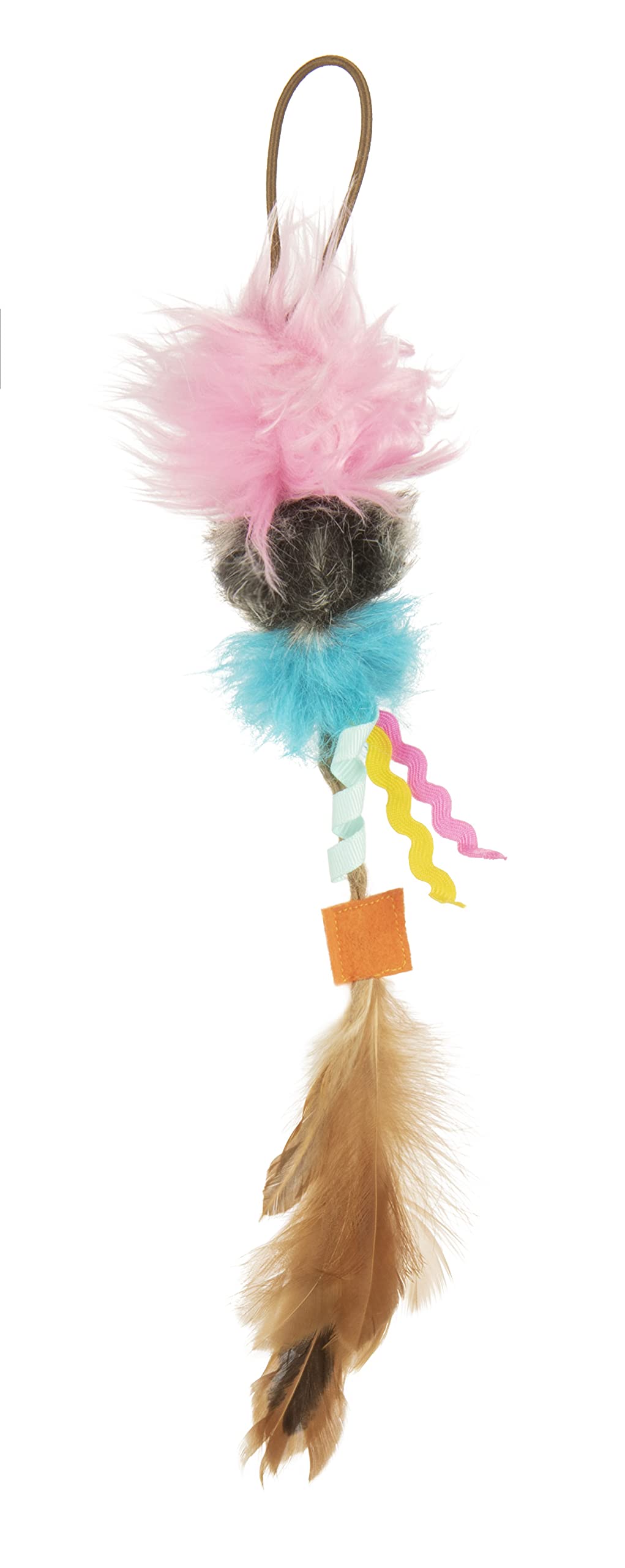 SmartyKat, HappyNip Pom Pom Player, Door Dangler, Filled with Catnip and Silver Vine, Pure, Potent, with Feathers