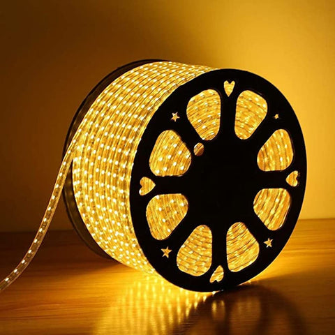 Shaheen Light LED Strip Light Yellow Warm Quality - 60 Bulbs Per Meter - High Quality Outdoor Insulation - Waterproof - For All Indoor and Outdoor Uses (25 Meter Roll with 1 LED Socket)