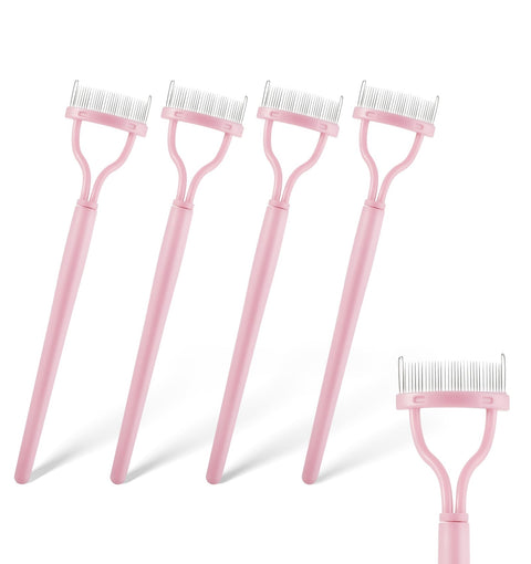 Eye Lash Comb, ValueBargain 4 Pcs Eyelash Separator Tool, Metal Teeth Lash Separator Tool with Arc Design, Portable Cosmetic Brushes for Precise Separation and Symmetry Application