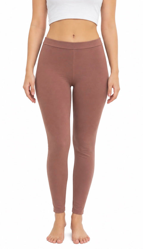 Women's Cotton Leggings, Brown, Size XL
