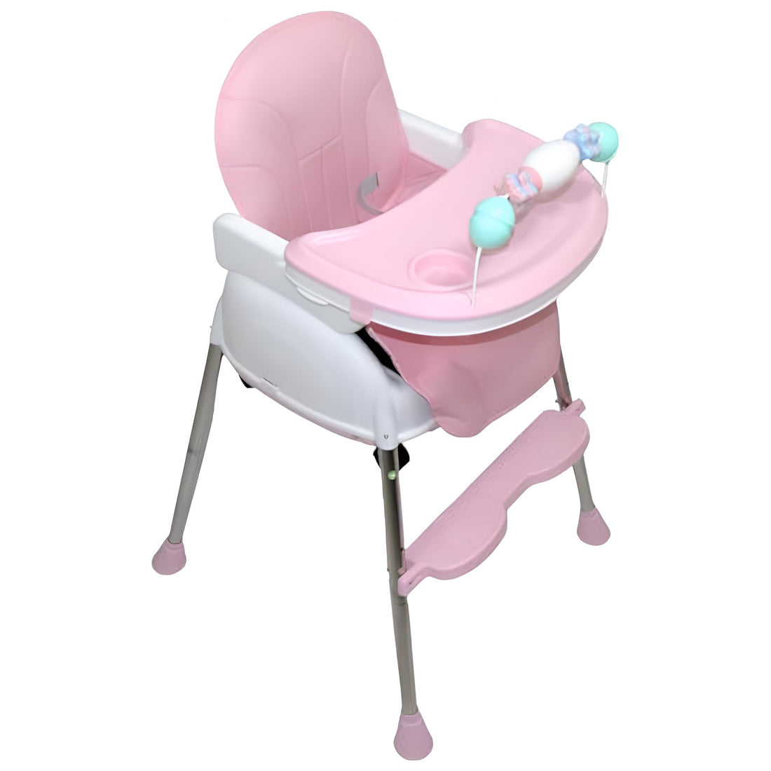 BAYBEE High Chair For Baby With Wheels and Table With Toys for Feeding-Pink