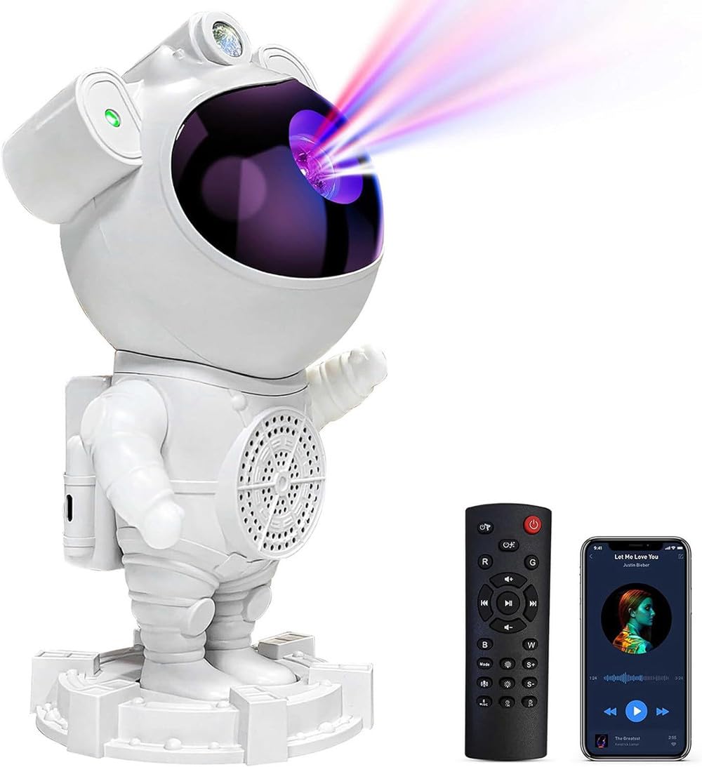 Upgraded High Quality Astronaut Star Projector Night Light with Remote and Timer, Has Vairous Designs, 360° Adjustable Design, Nebula Galaxy Projector (No Speaker)